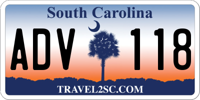 SC license plate ADV118