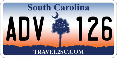 SC license plate ADV126