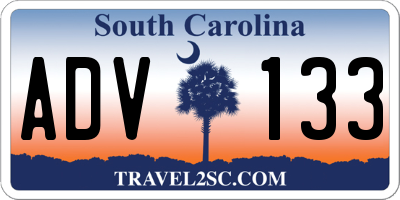 SC license plate ADV133