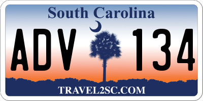 SC license plate ADV134