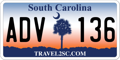 SC license plate ADV136