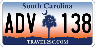 SC license plate ADV138