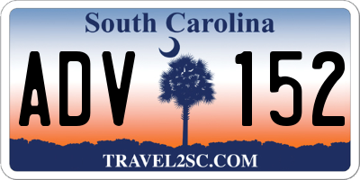 SC license plate ADV152