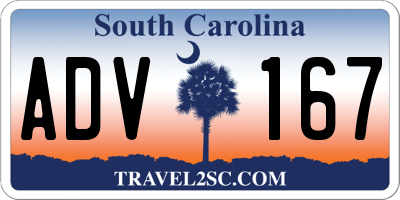 SC license plate ADV167
