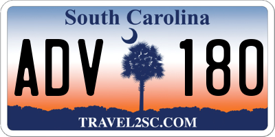 SC license plate ADV180