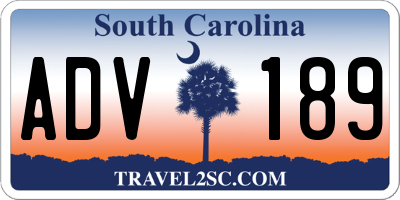 SC license plate ADV189