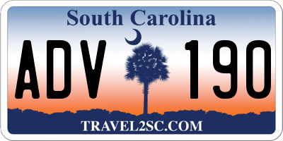 SC license plate ADV190