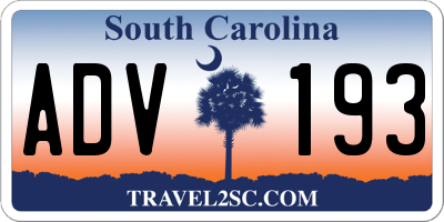 SC license plate ADV193