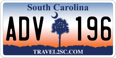 SC license plate ADV196