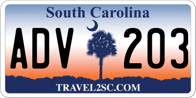 SC license plate ADV203