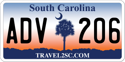 SC license plate ADV206