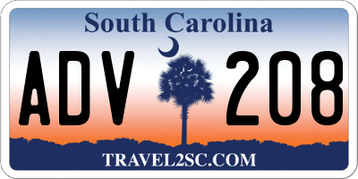 SC license plate ADV208