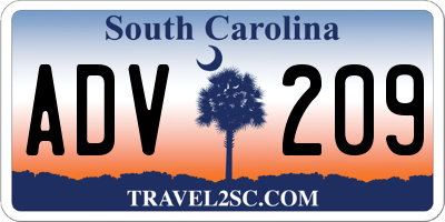 SC license plate ADV209
