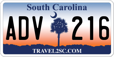 SC license plate ADV216