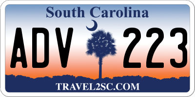 SC license plate ADV223