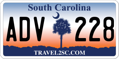 SC license plate ADV228