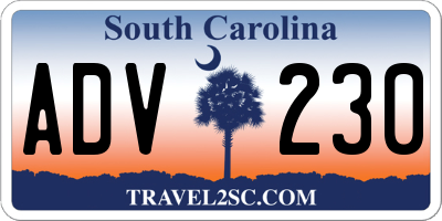 SC license plate ADV230