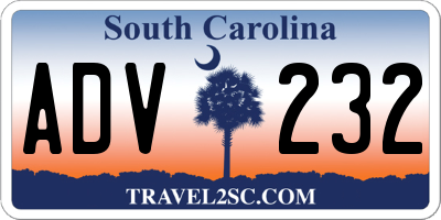 SC license plate ADV232