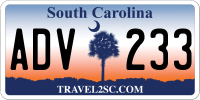 SC license plate ADV233