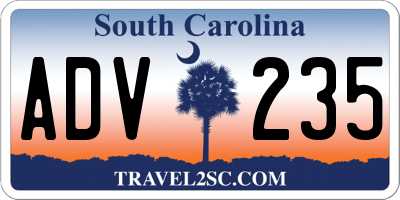 SC license plate ADV235