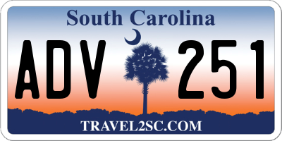 SC license plate ADV251