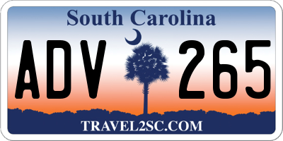 SC license plate ADV265