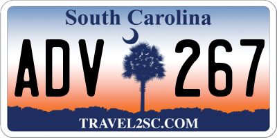 SC license plate ADV267