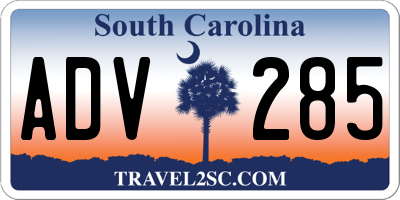 SC license plate ADV285