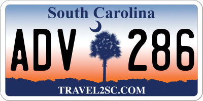 SC license plate ADV286