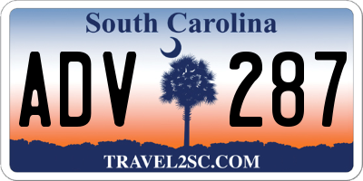 SC license plate ADV287