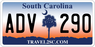 SC license plate ADV290