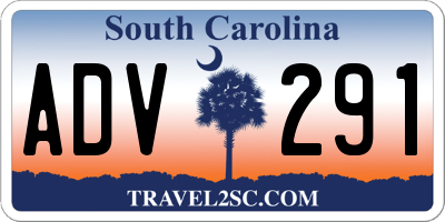 SC license plate ADV291