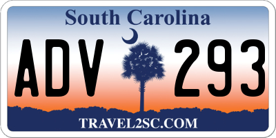SC license plate ADV293