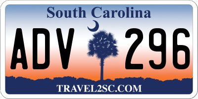 SC license plate ADV296