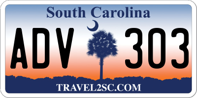 SC license plate ADV303