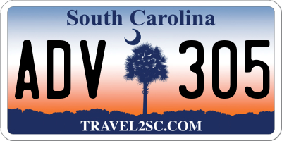SC license plate ADV305