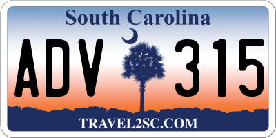 SC license plate ADV315