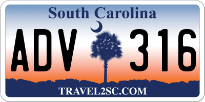 SC license plate ADV316