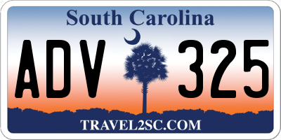 SC license plate ADV325