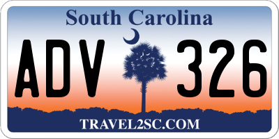SC license plate ADV326