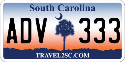 SC license plate ADV333