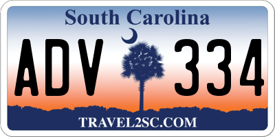 SC license plate ADV334