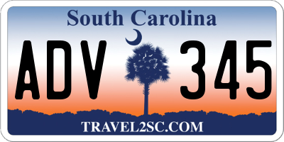 SC license plate ADV345