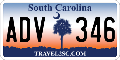 SC license plate ADV346