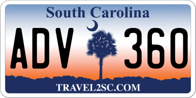 SC license plate ADV360
