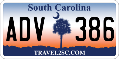 SC license plate ADV386