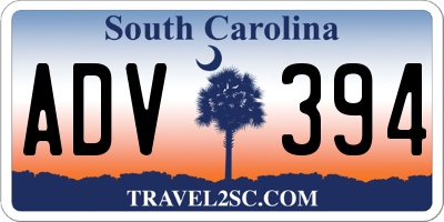 SC license plate ADV394