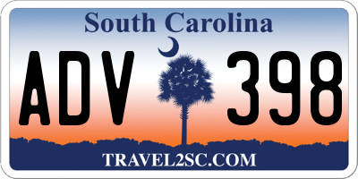 SC license plate ADV398
