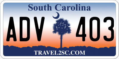 SC license plate ADV403