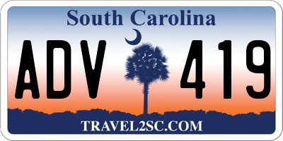 SC license plate ADV419
